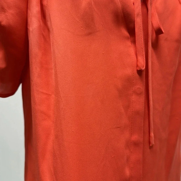 Joie Blouse Top Shirt Short Sleeve V-Neck Tie Bow Pure Silk Chiffon Size Medium - Picture 4 of 12